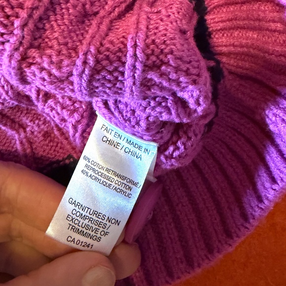 Pink striped edging cable-knit V-neck preppy cardigan NWT - Picture 7 of 9